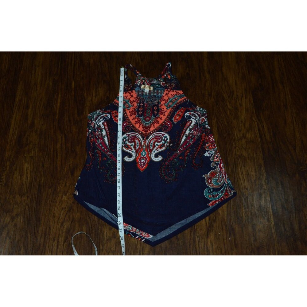 Lavish Blue Paisley Tank Top Women's Size Large Boho Festival Lightweight - Picture 2 of 7